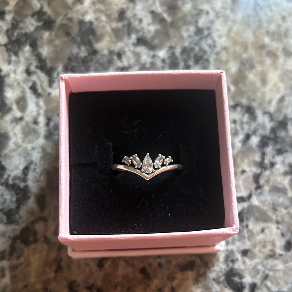 Pandora Silver Tiara Ring with Sparkling Accents